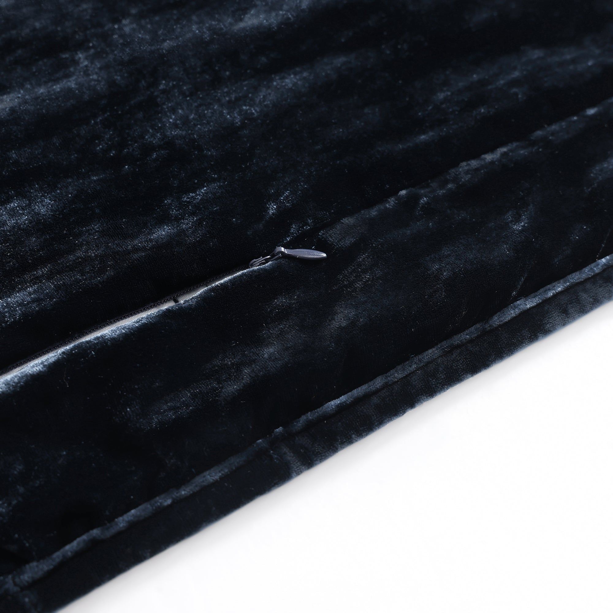 Stella - Full/Queen Faux Silk Velvet Double Box Stitch Quilt Set (Set of 3) - Midnight Blue