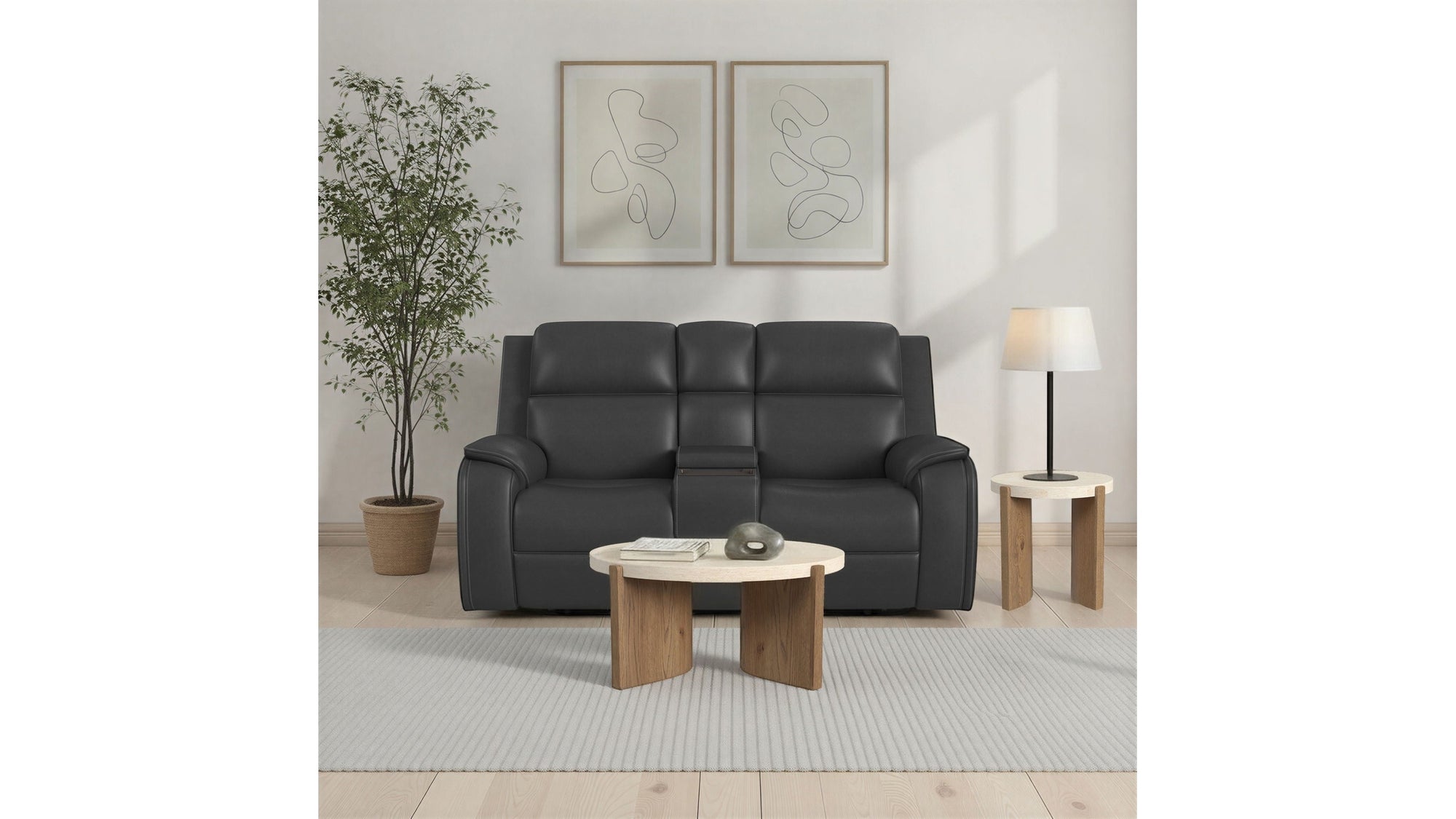 Ziggy - Power Reclining Loveseat With Console, Power Headrest, Lumbar, Heat &amp; Massage