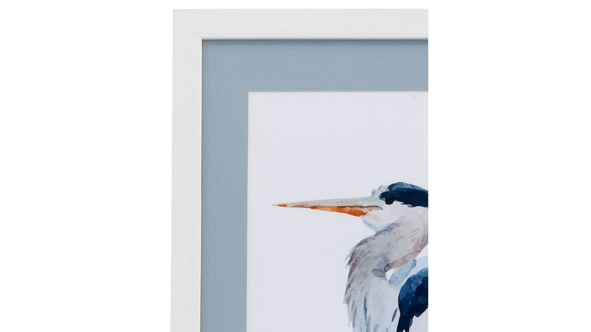 Heron III Framed Print - White