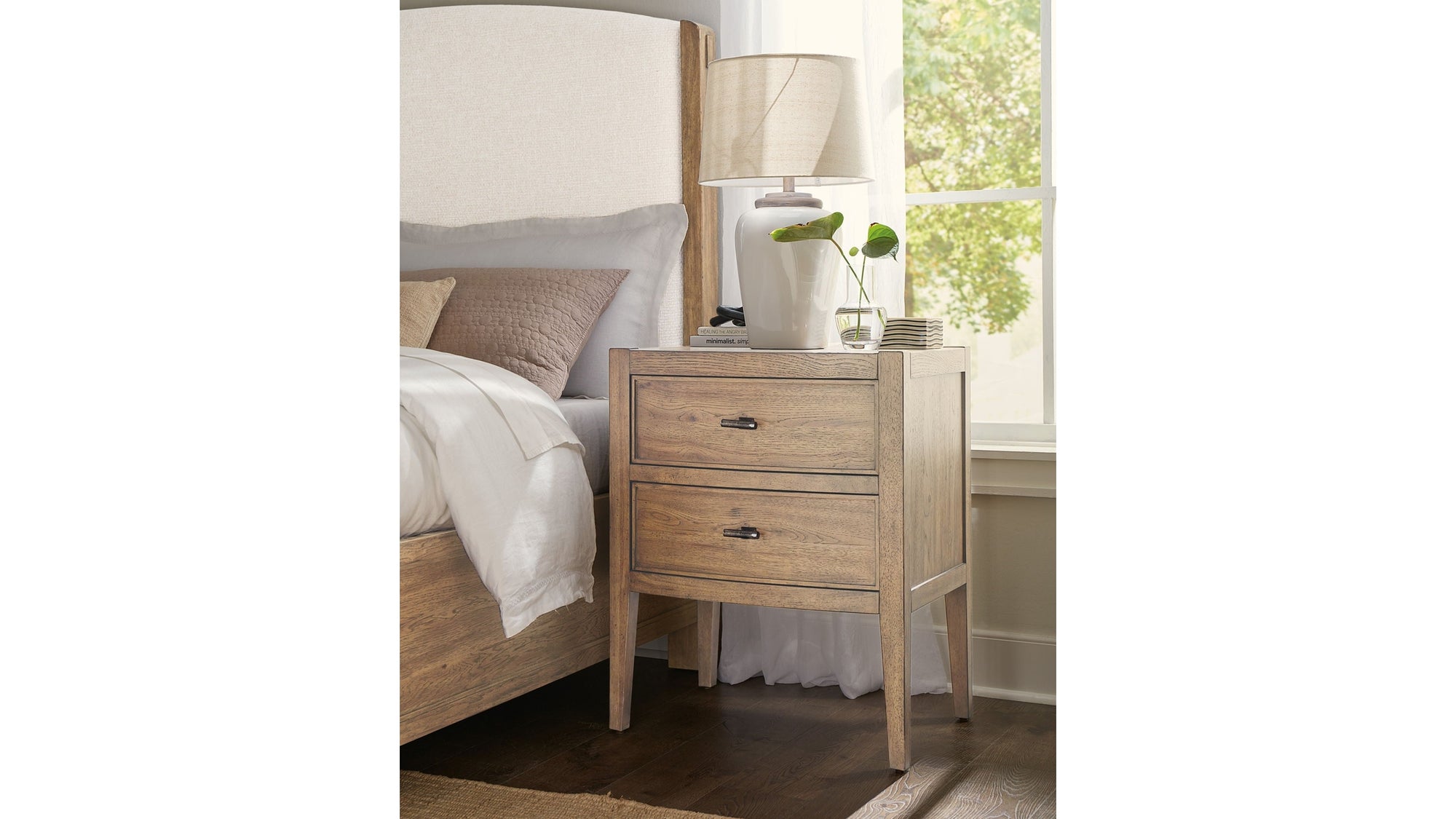 Vineyard Row - Two Drawer Nightstand - Light Brown