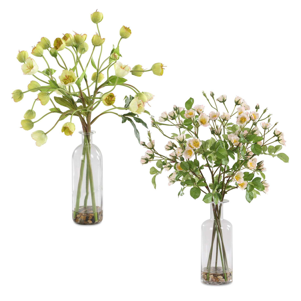 Tranquility Lenten - Rose Bouquets (Set of 2) - Green / Pink / Yellow