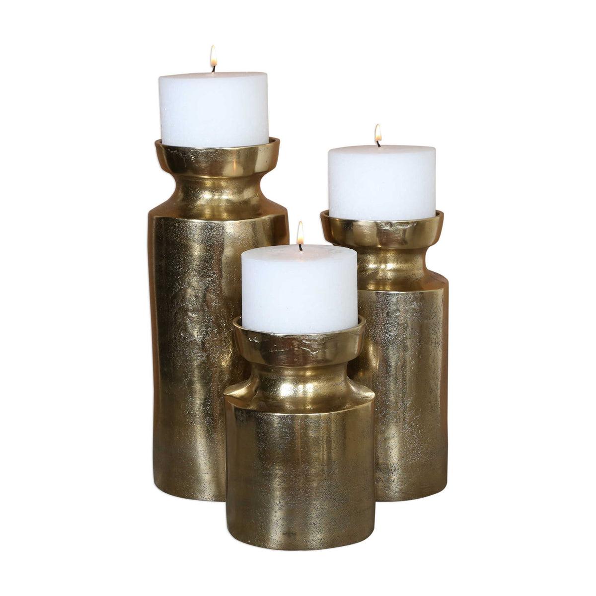 Amina - Candleholders (Set of 3) - Antique Brass