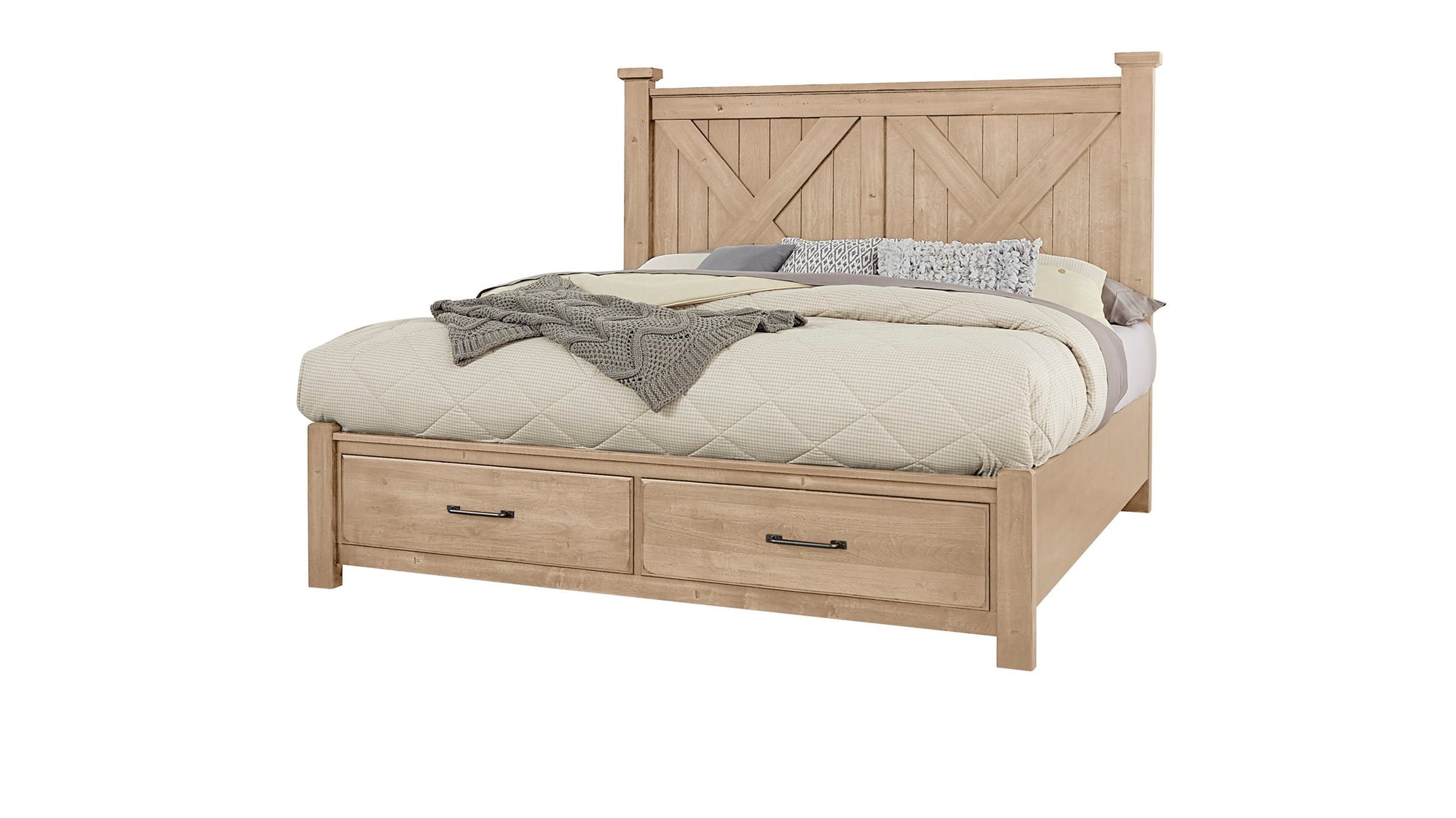 Cool Rustic - X Bed With Footboard Storage - Clear Maple