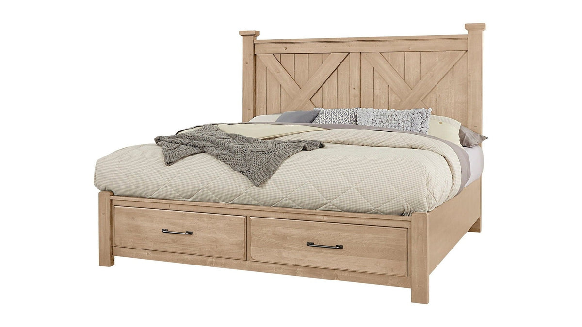 Cool Rustic - X Bed With Storage Footboard