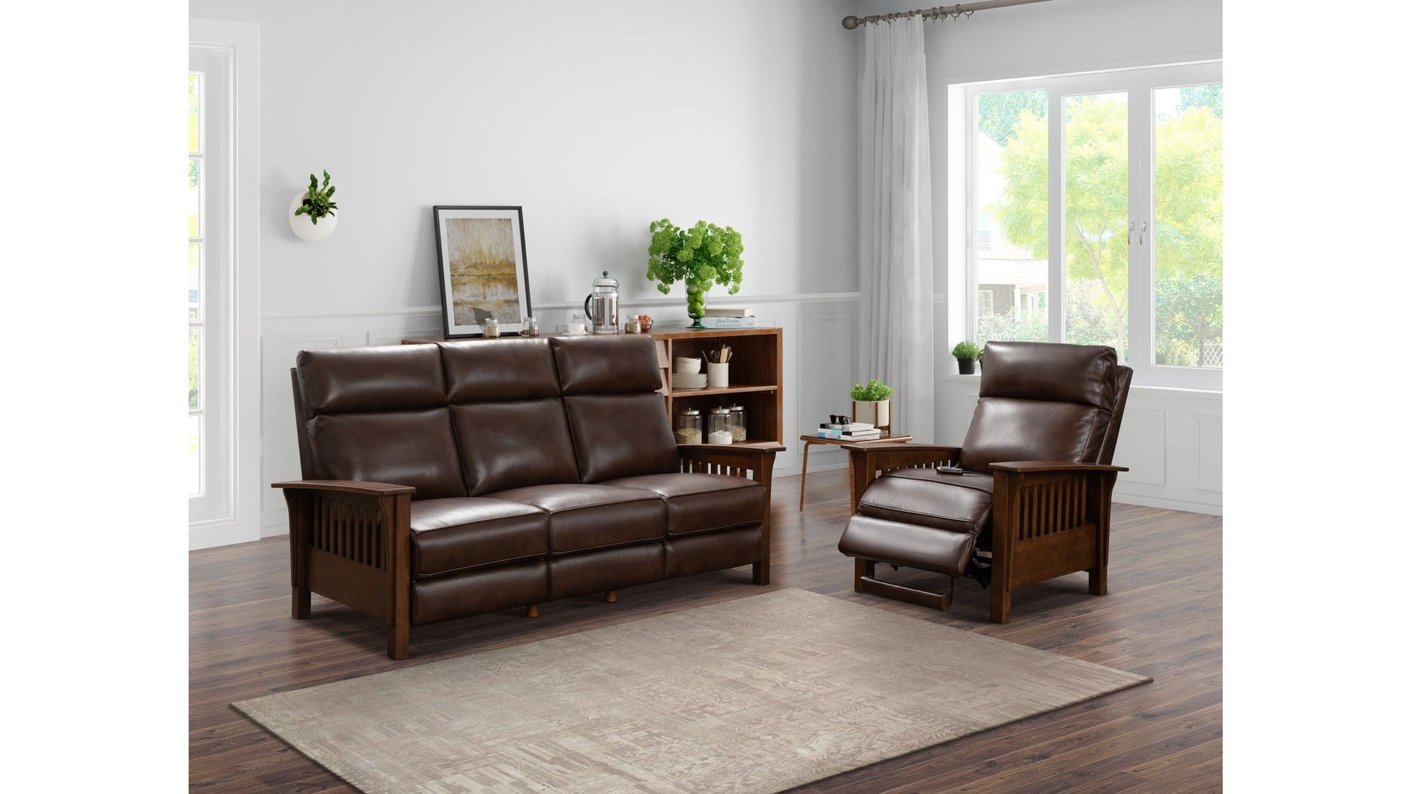 Artisan - Sofa-Recliner With Power, Power Headrest - Dark Brown