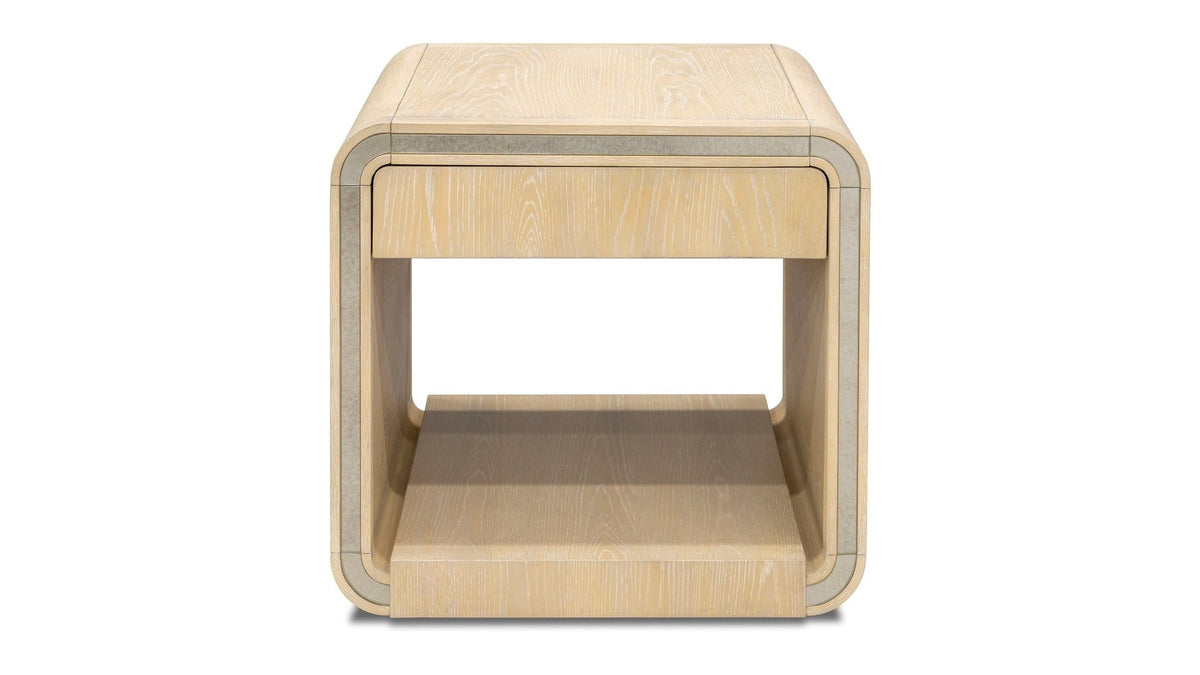 Damone - End Table - Cerused White Oak