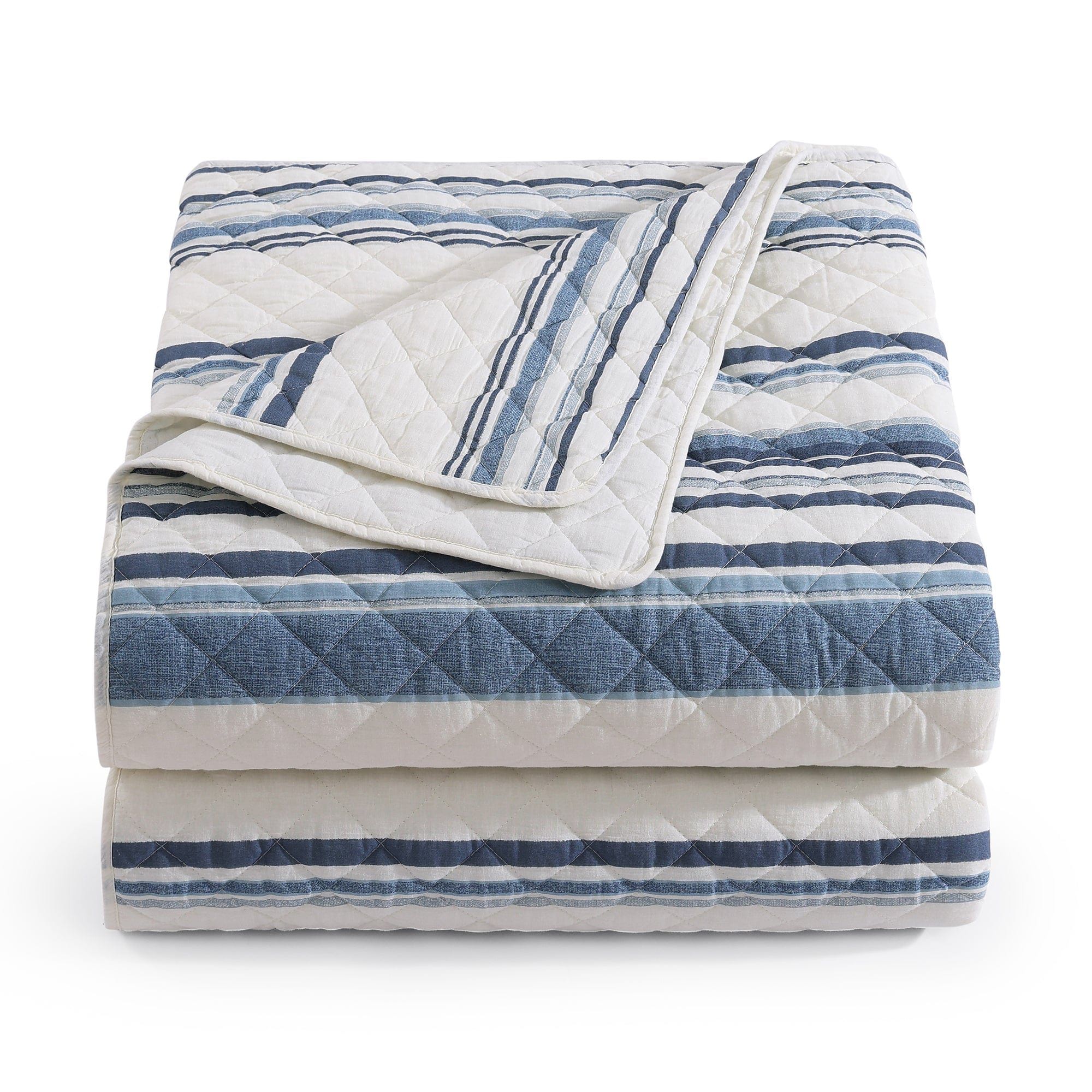 Mystic Stripe - King Cotton Gauze Quilt Set (Set of 3) - Navy