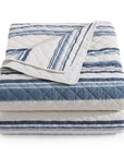 Mystic Stripe - Full/Queen Cotton Gauze Quilt Set (Set of 3) - Navy