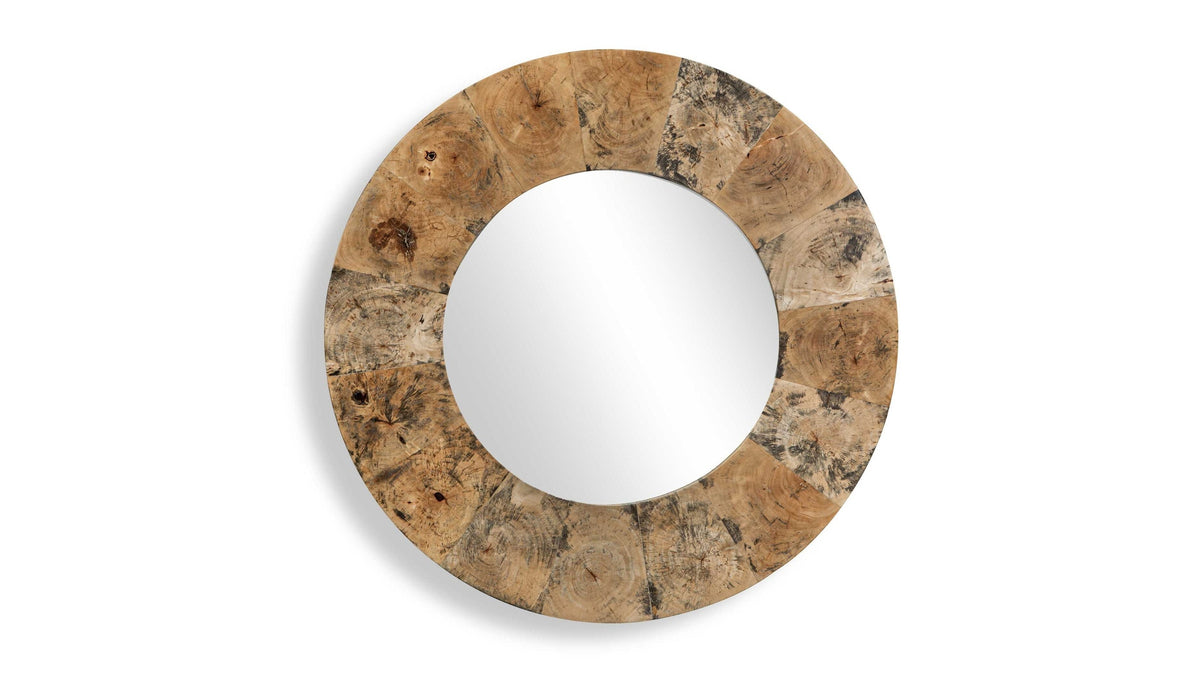 Hiram - Round Wood Mirror - Woodtone