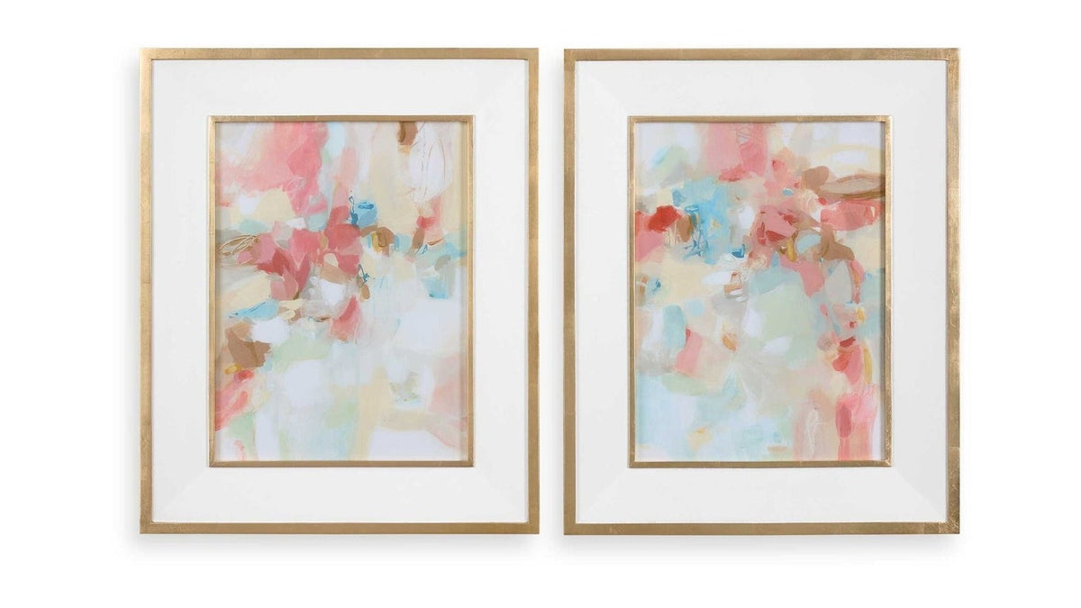 A Touch Of Blush And Rosewood Fences - Art Set of 2 - Pink