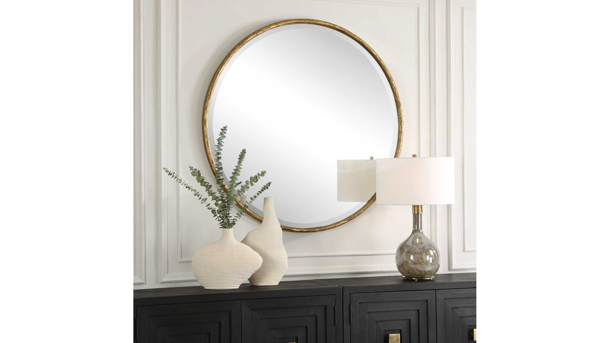 Sutton - Aged Gold Round Mirror