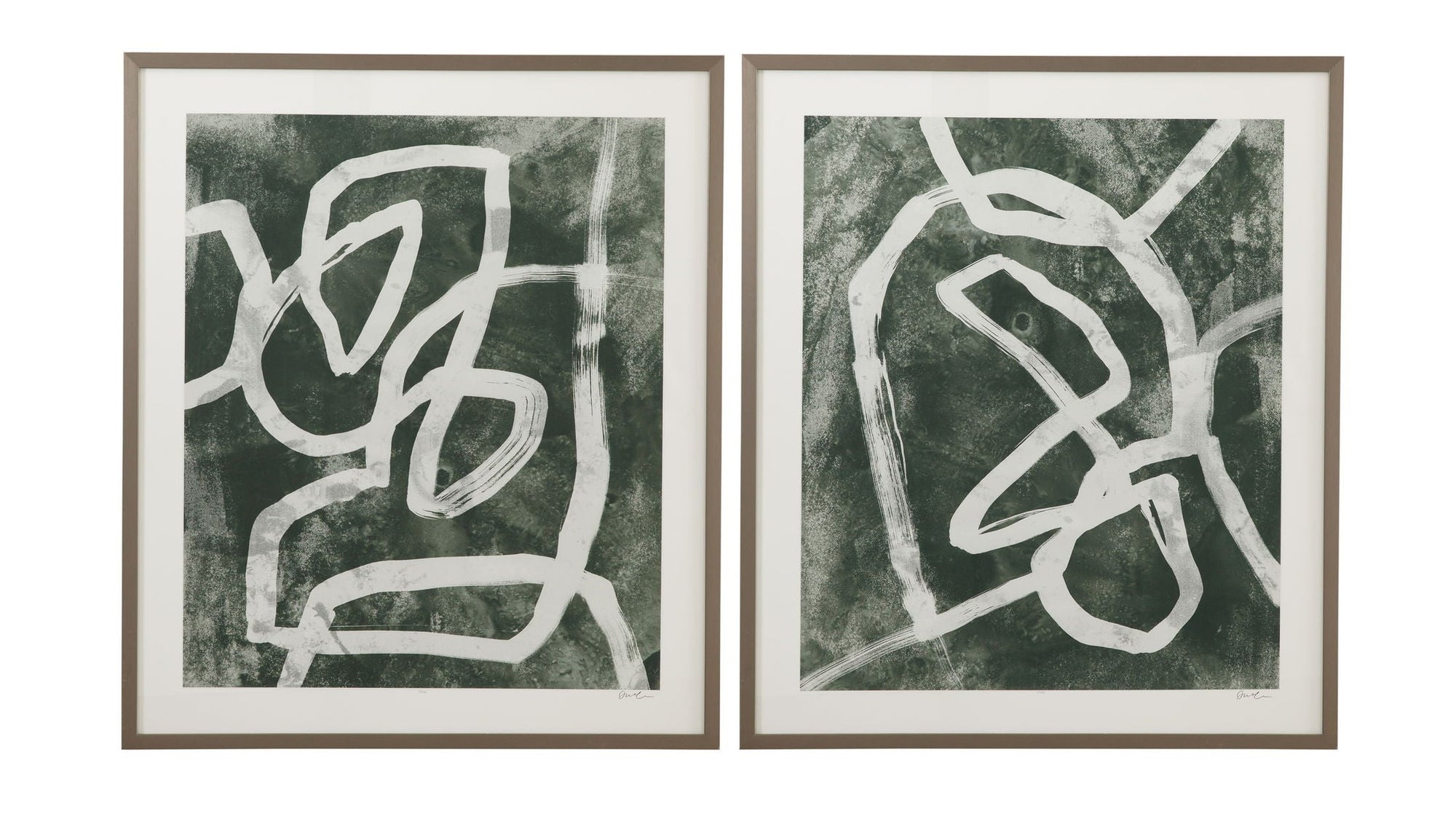 Chalk Line I Framed Print - Green / White