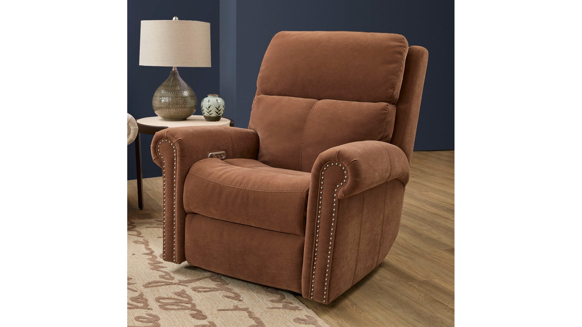 Bernard - Power Recliner With Power Headrest & Lumbar With Nailhed Trim