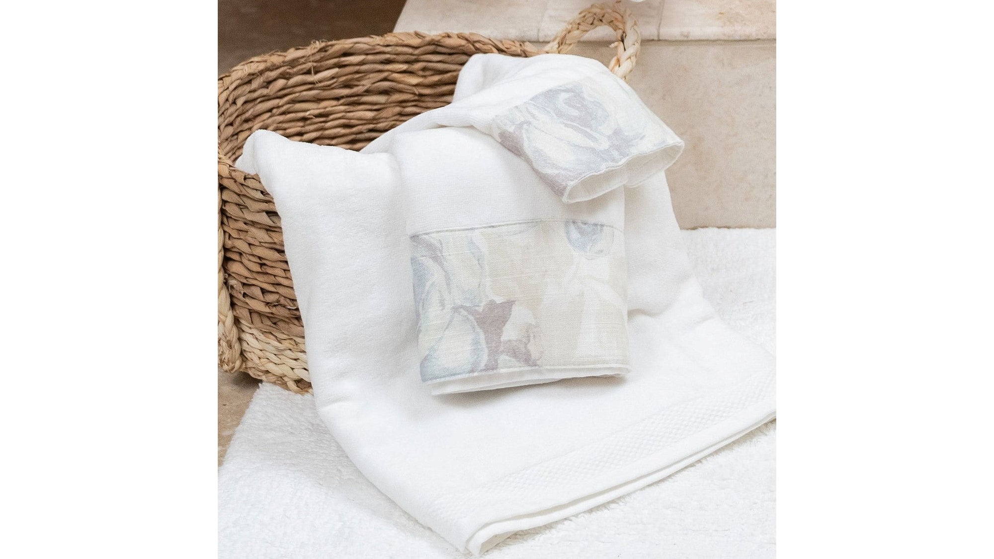 Rosaline - Linen Towel Set Set of 3 , 2 Per Carton - White