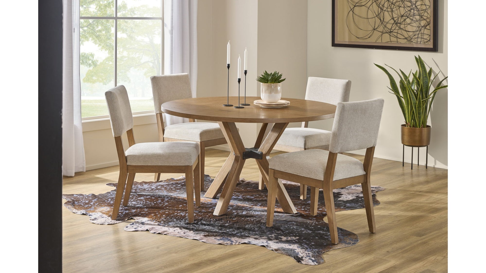Millwork - Dining Chair Set of 2 - White / Light Brown