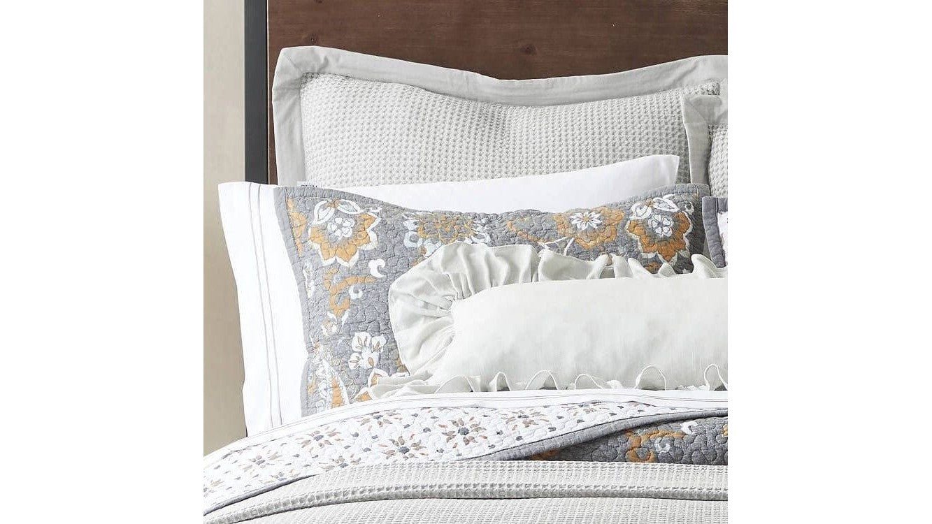 Abbie - Twin Western Paisley Reversible Quilt Set Set of 2 - Gray