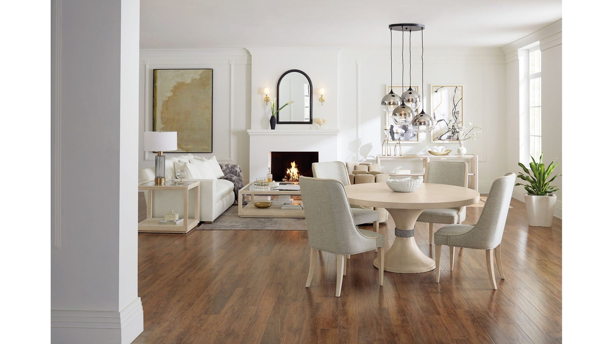 Nouveau Chic - Round Pedestal Dining Table - Light Brown