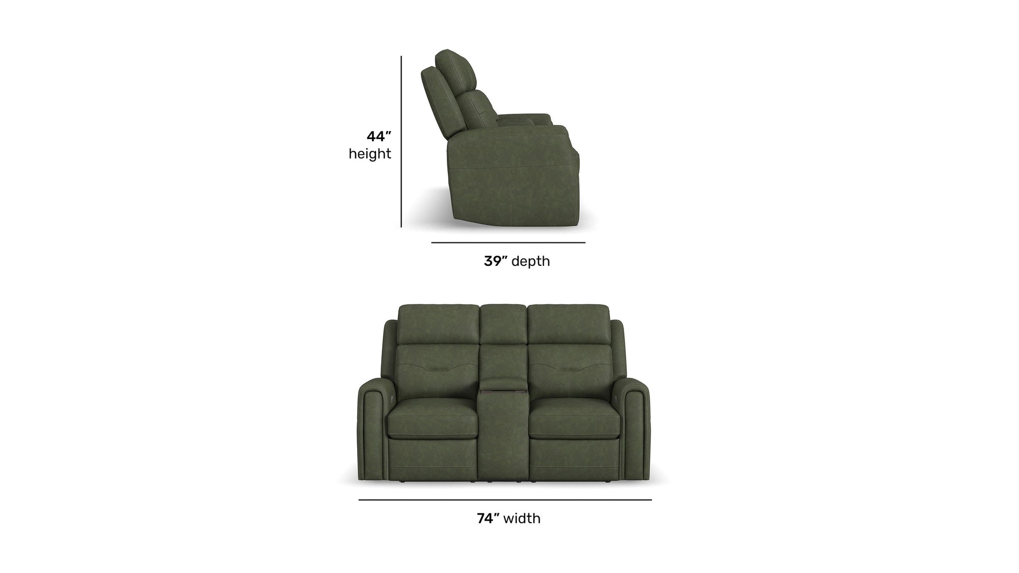 Felix - Power Reclining Loveseat With Console, Power Headrest, Lumbar, Heat & Massage