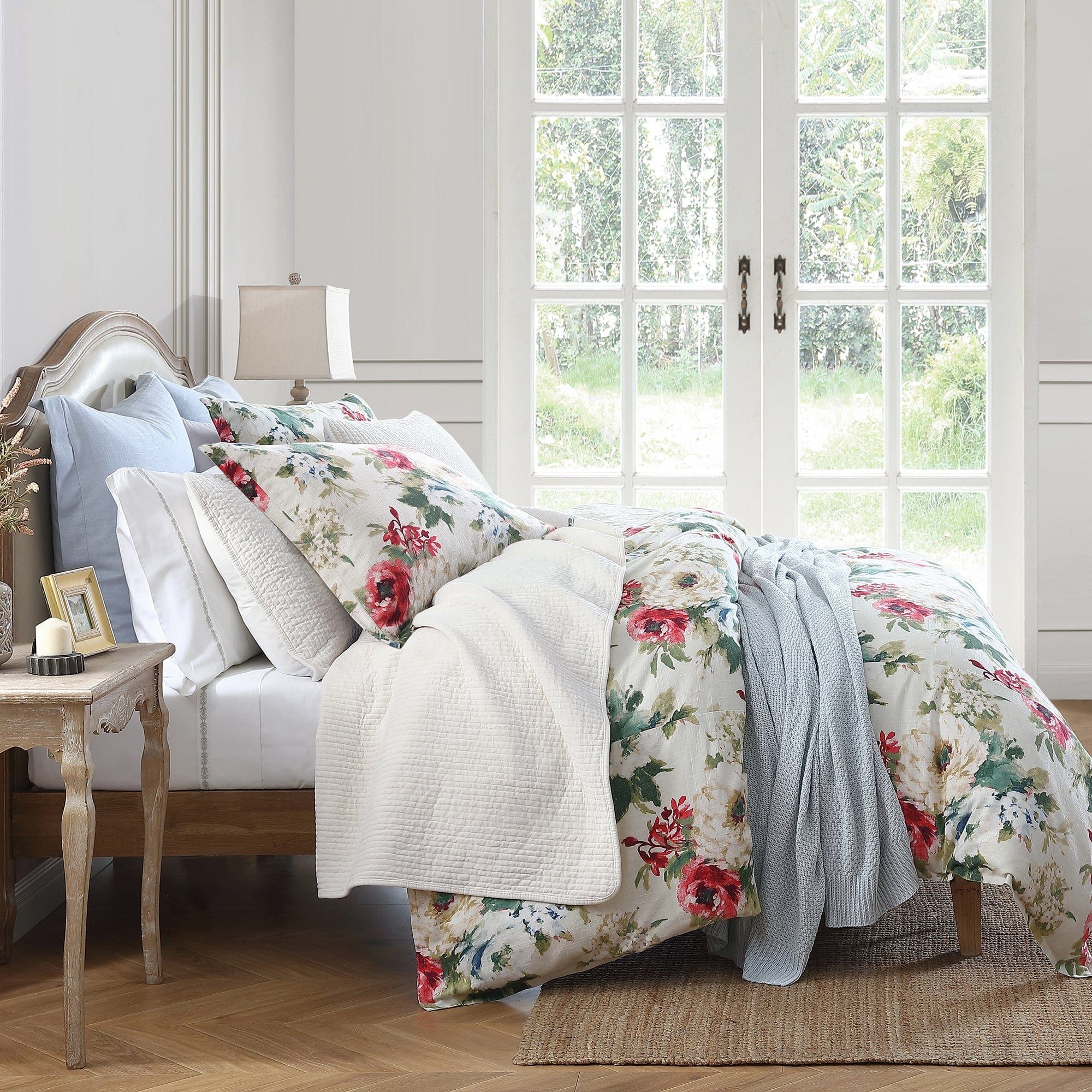 Peony - King Washed Linen Duvet Cover Set (Set of 3) - Blossom