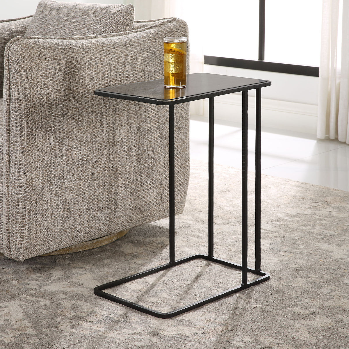 Cavern - Stone &amp; Iron Accent Table