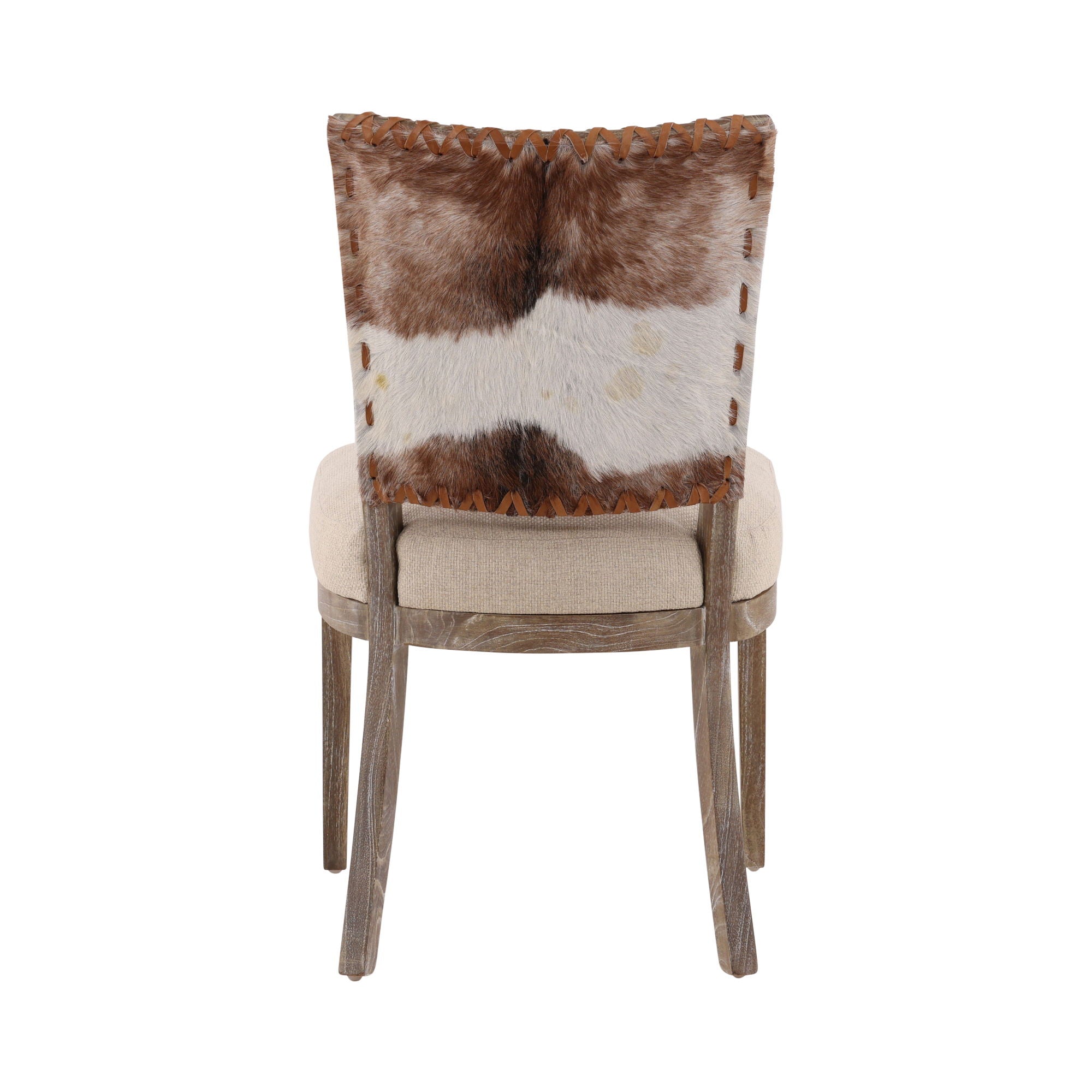 Lina - Leather and Linen Chair - Light Brown / Beige