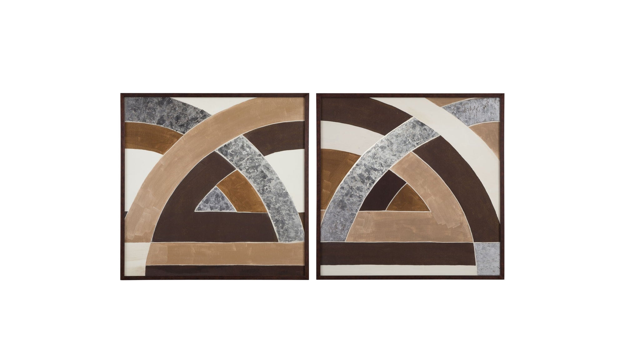 Neutral Geometry Framed Print Set of 2 - Brown