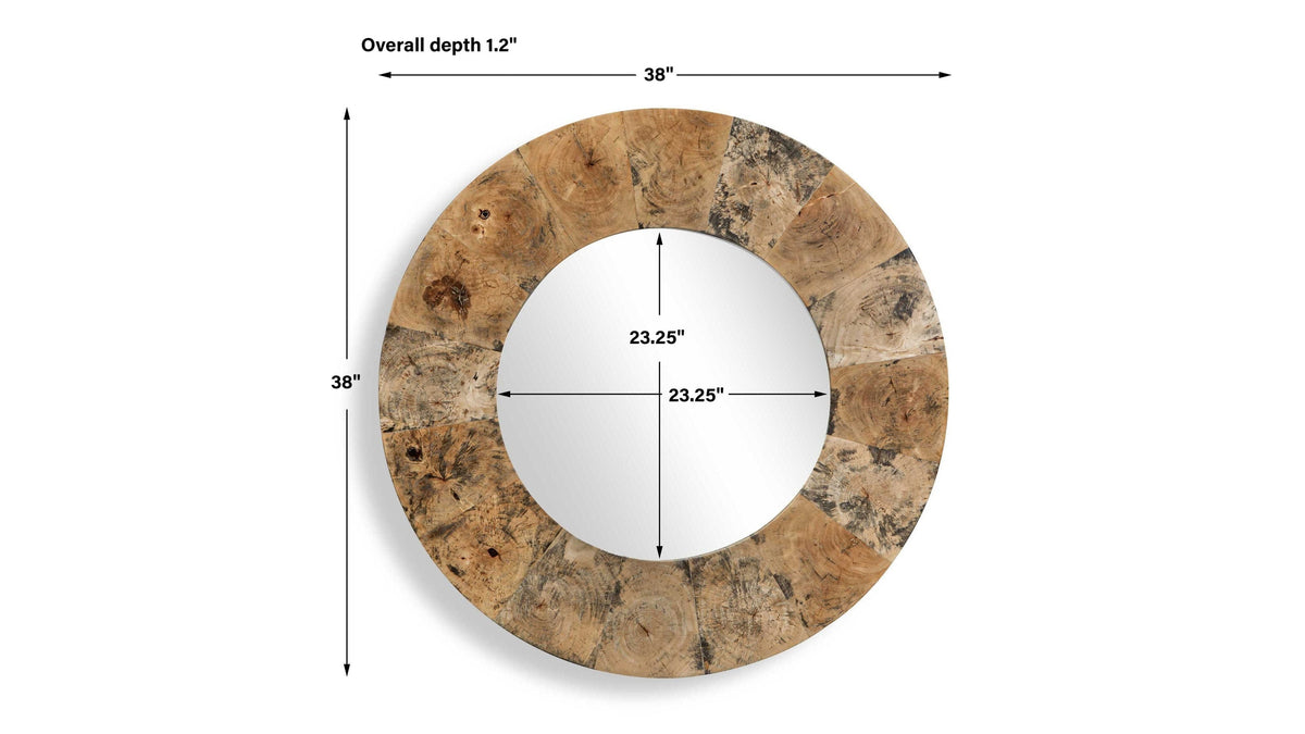 Hiram - Round Wood Mirror - Woodtone