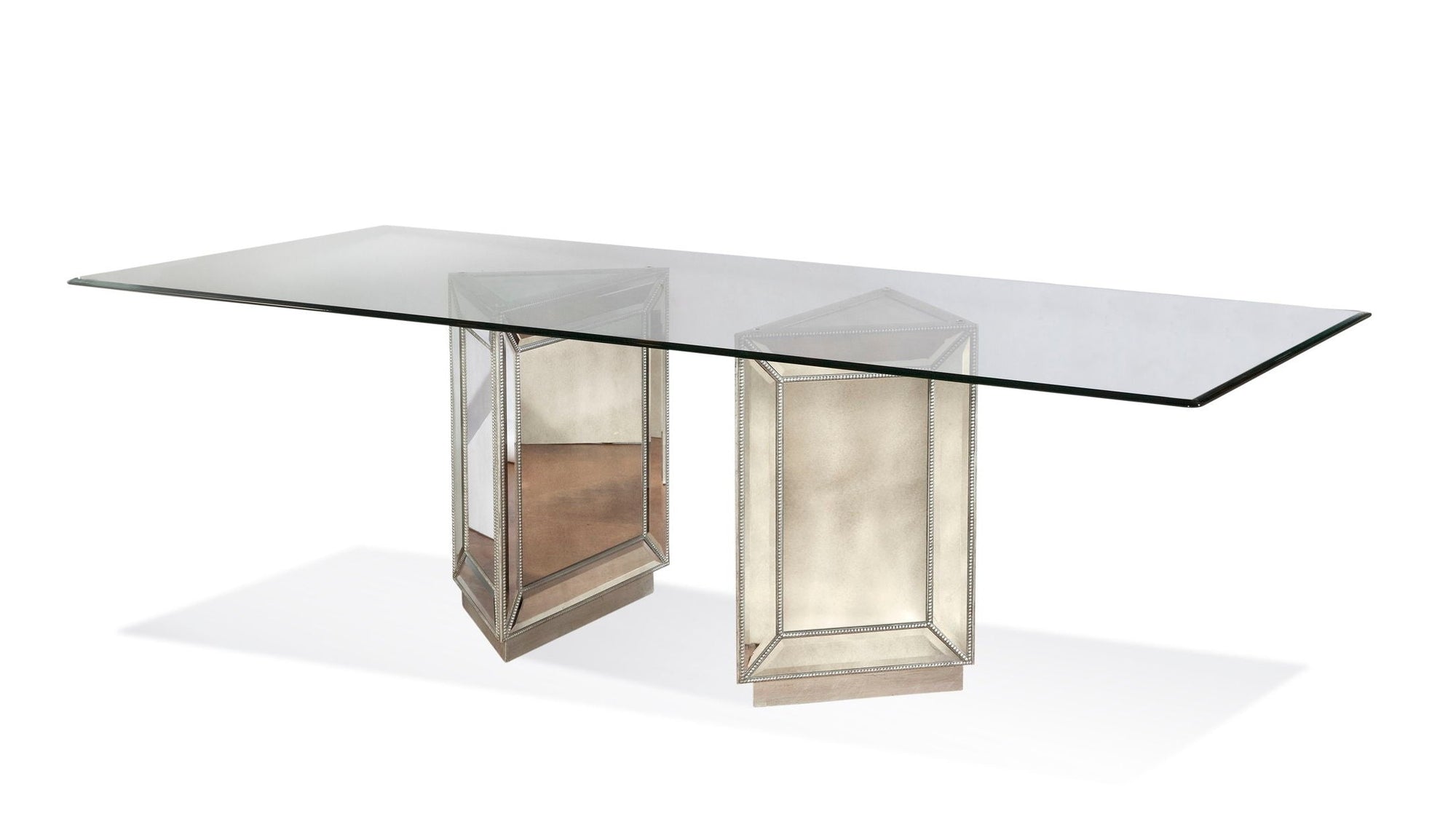 Murano - Double Pedestal Table - Pearl Silver
