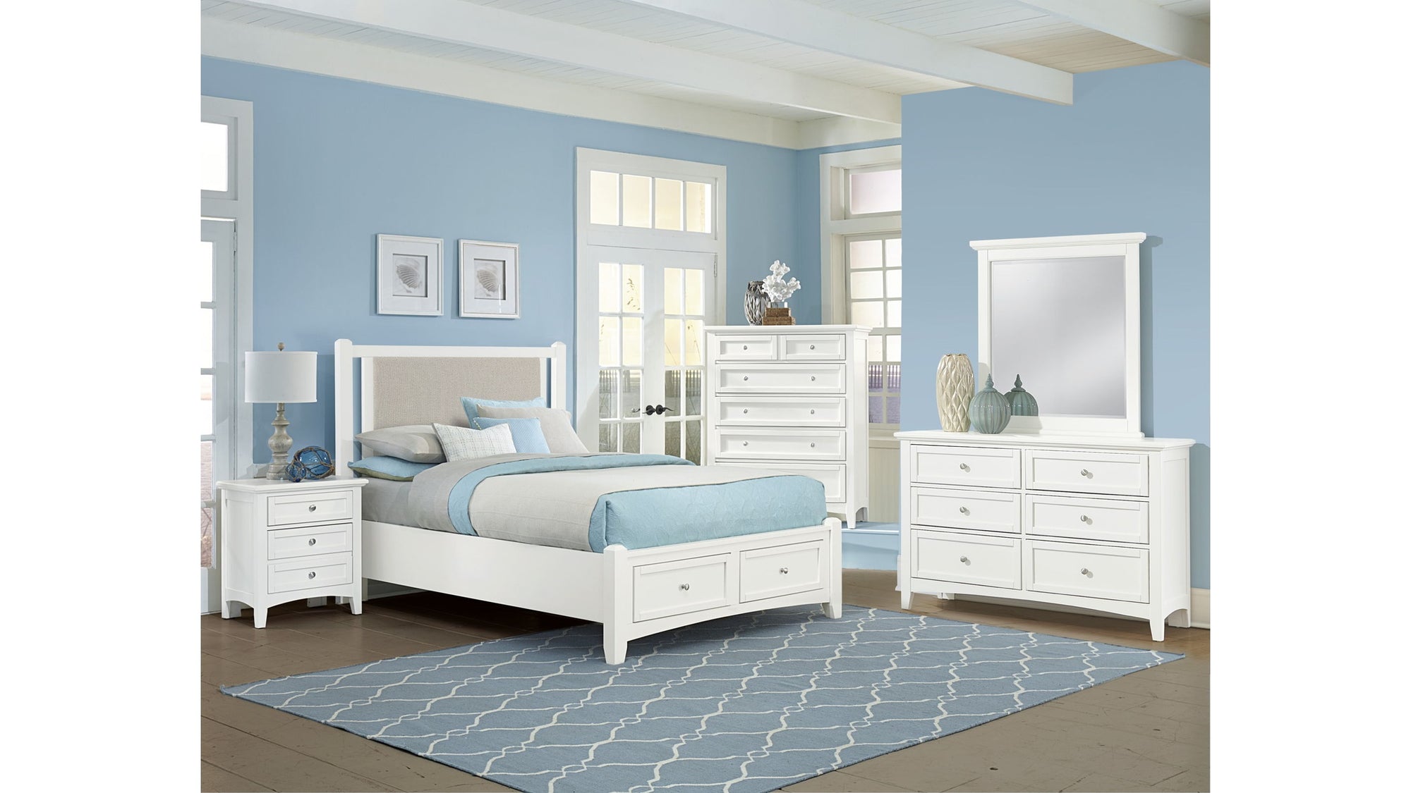 Bonanza - Pebble Gray Upholstered Bed With Storage Footboard