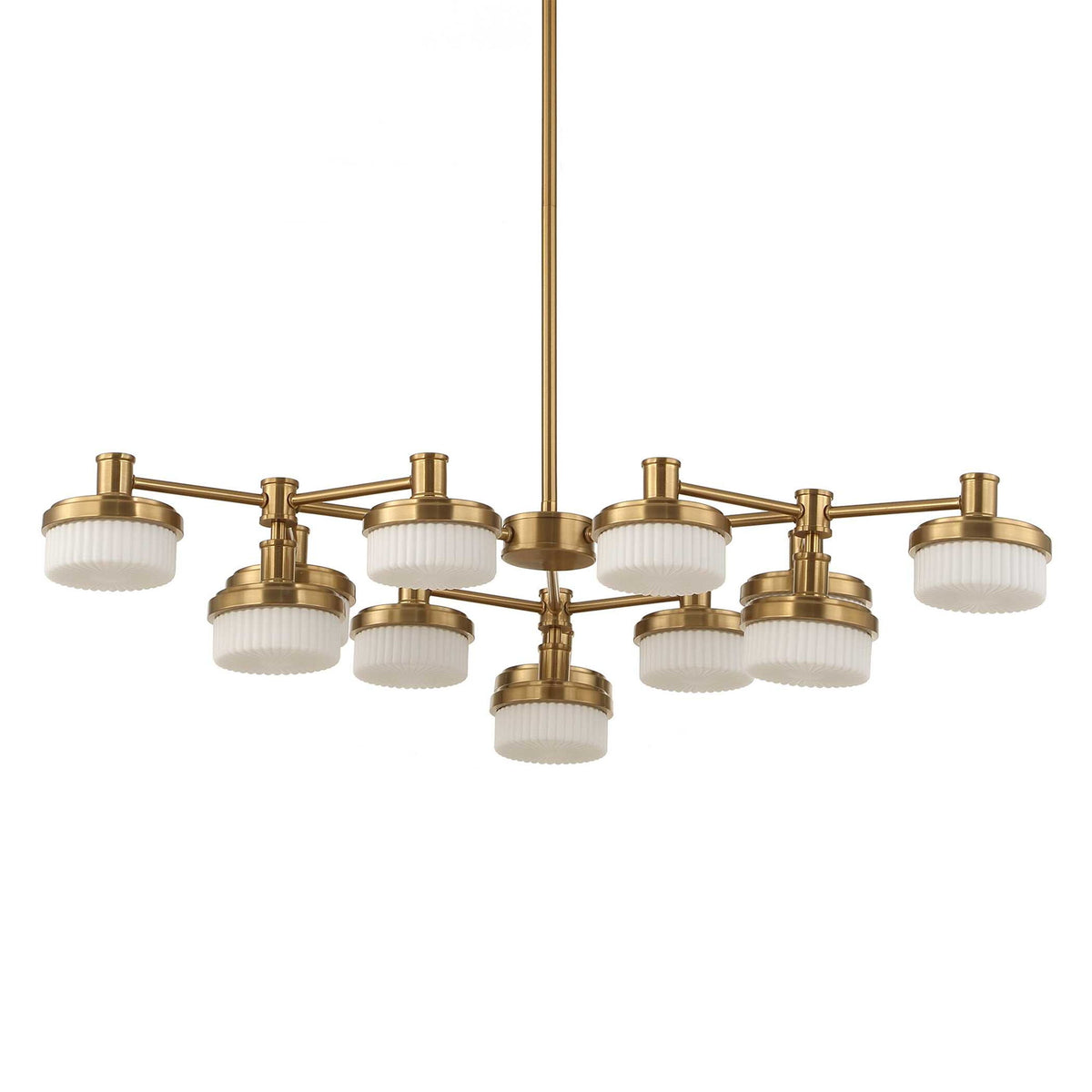 Wedge - 12 Light LED Brass Chandelier - White / Gold