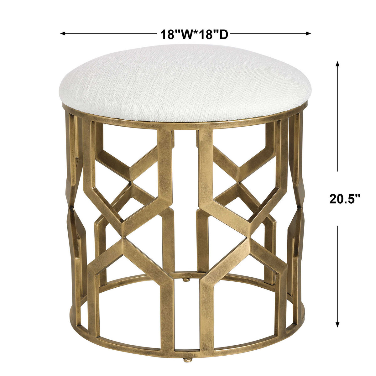 Trellis - Geometric Accent Stool - White &amp; Gold