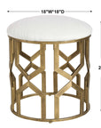 Trellis - Geometric Accent Stool - White & Gold