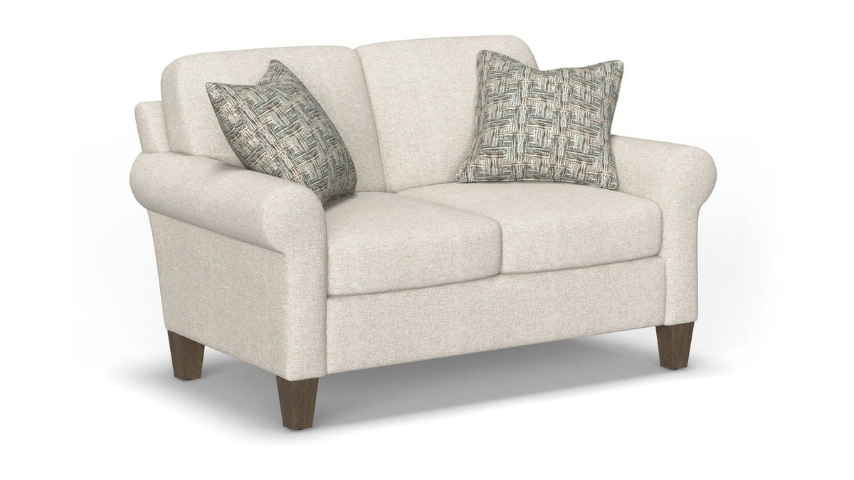 Moxy - Fabric Loveseat, Curved Sock Arms