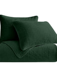 Stonewashed Cotton Velvet - King Quilt Set (Set of 3) - Emerald
