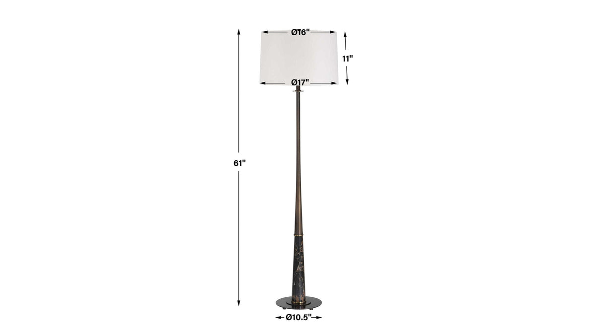 Tallarico - Brass &amp; Marble Floor Lamp - Black / Bronze / Brown