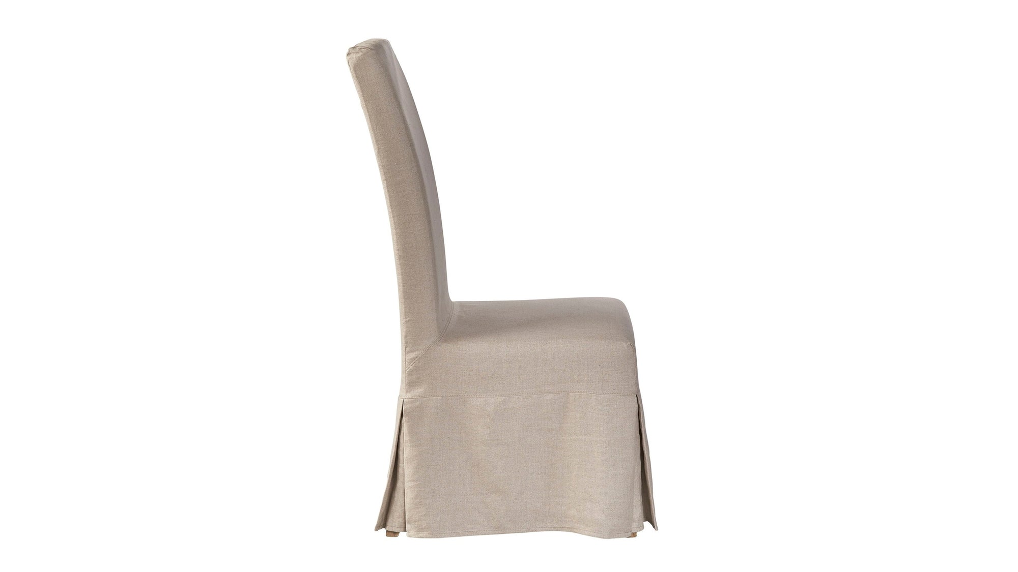 Linen Floor Length Slip Covered Parsons Chair Set of 2 - Beige