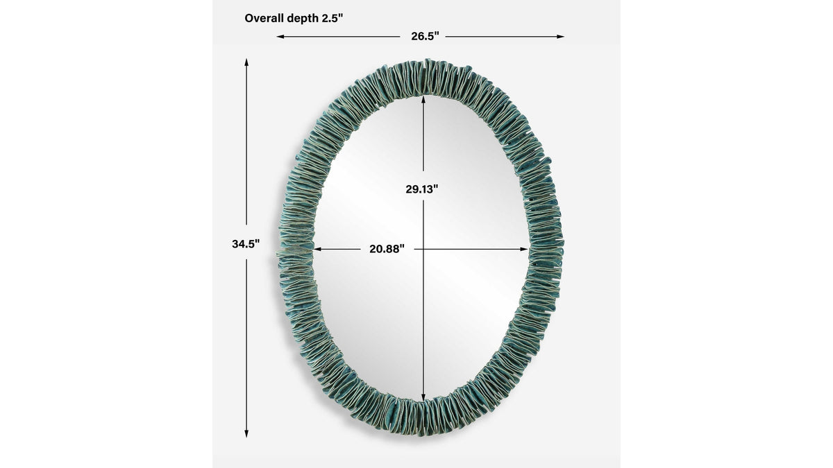 Bonaire - Oval Mirror - Teal Blue