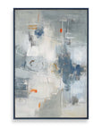 Blueprint - Hand Painted Modern Art - Black / Blue / Gold / Gray / Orange / White
