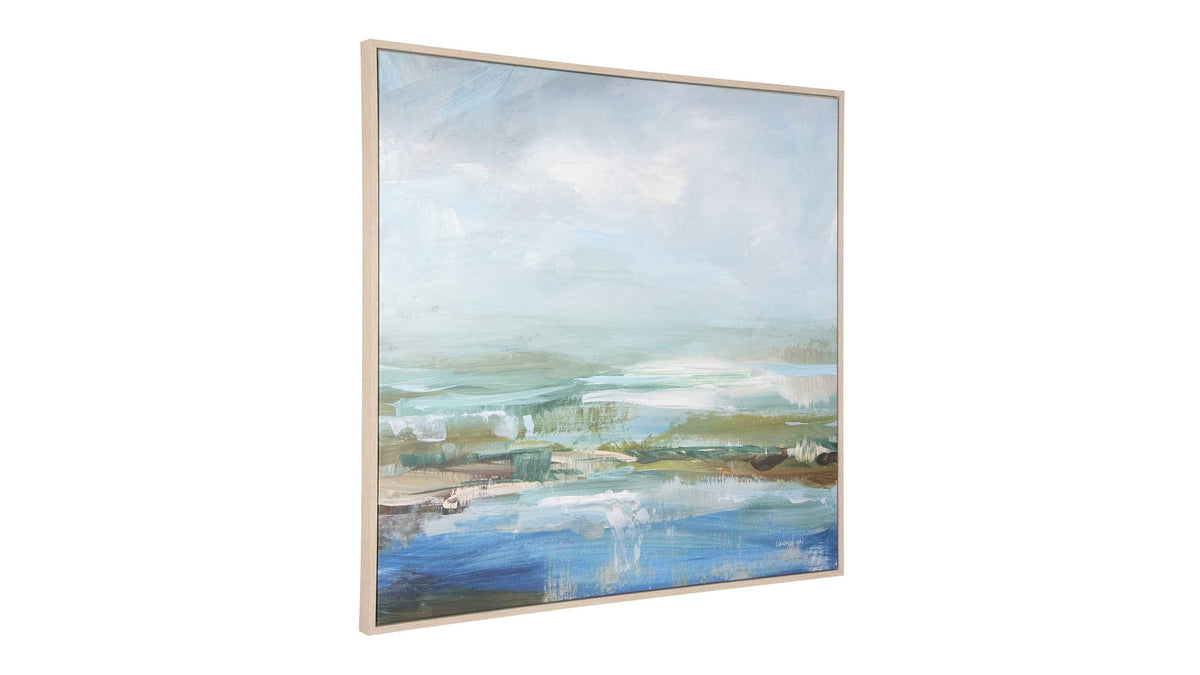 Lush Valley - Framed Canvas - Light Blue