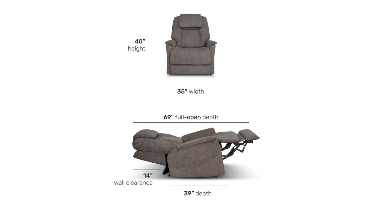 Zecliner Model 3+ Petite - Power Lift Recliner With Power Headrest, Lumbar, Heat & Massage