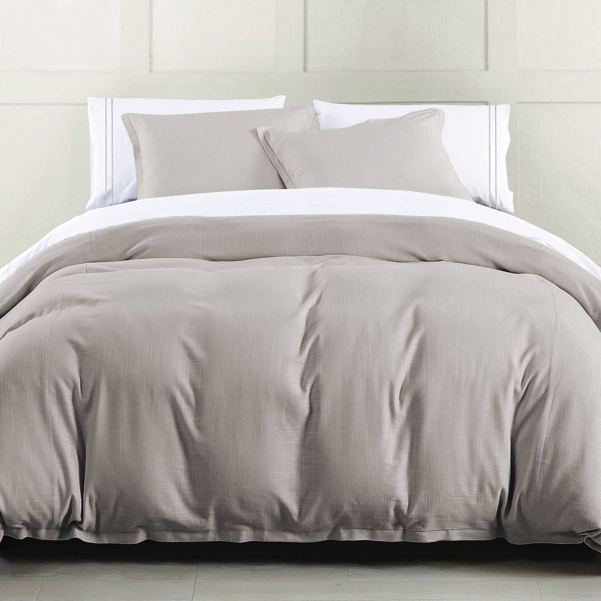 Hera - King Washed Linen Flange Comforter Set (Set of 3) - Taupe