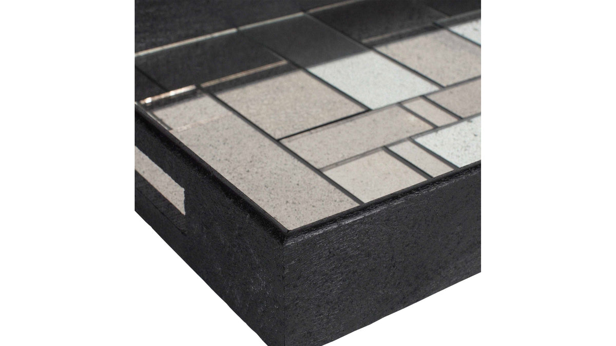 Modern - Mosaic Antique Mirrored Tray - Black