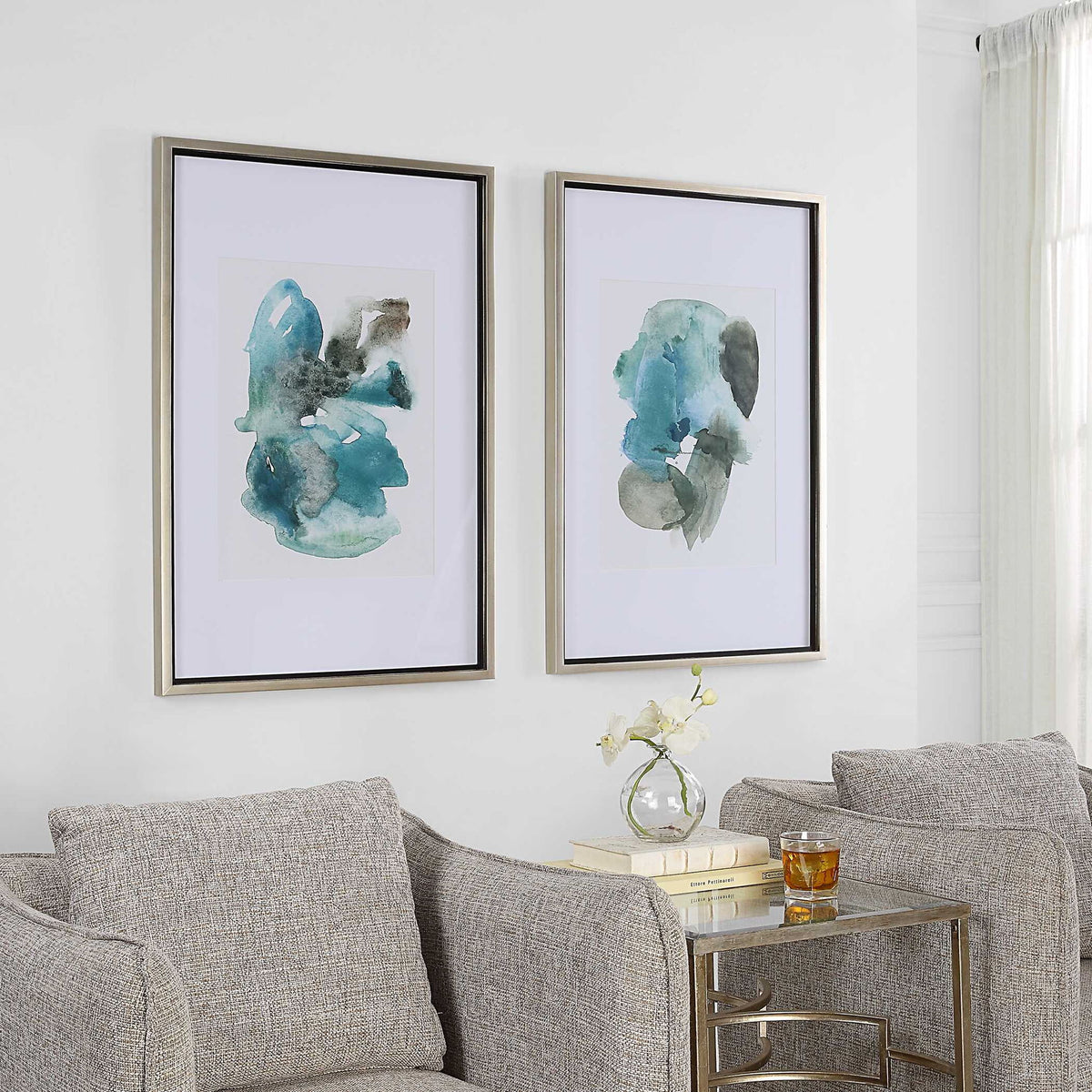 Blueprints - Watercolor Prints Set of 2 - Light Blue