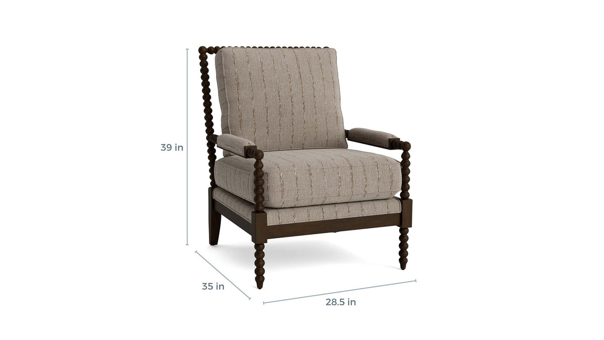 Pippa Accent Chair with Spool-Styled Wood Frame