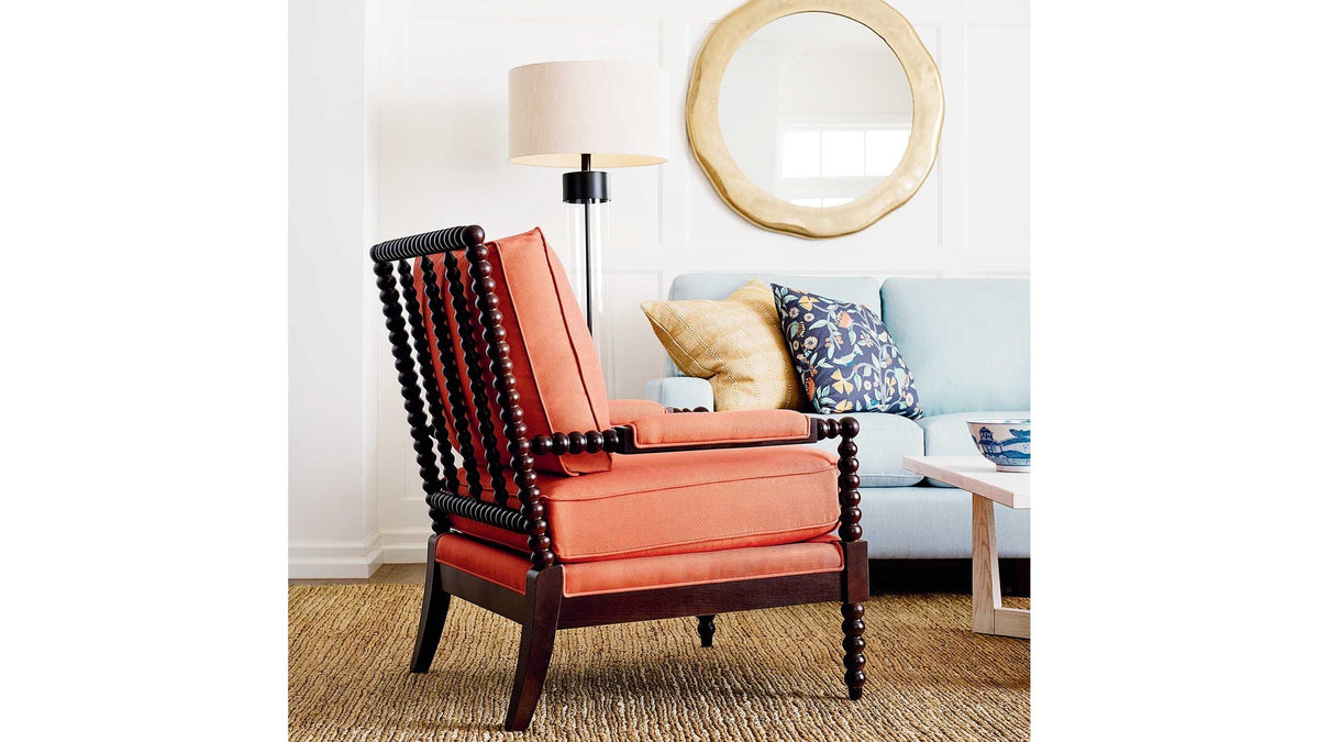 Pippa Accent Chair with Spool-Styled Wood Frame