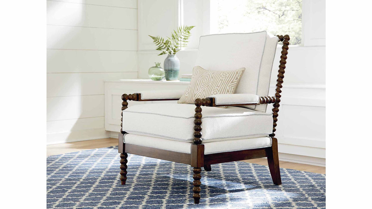 Pippa Accent Chair with Spool-Styled Wood Frame