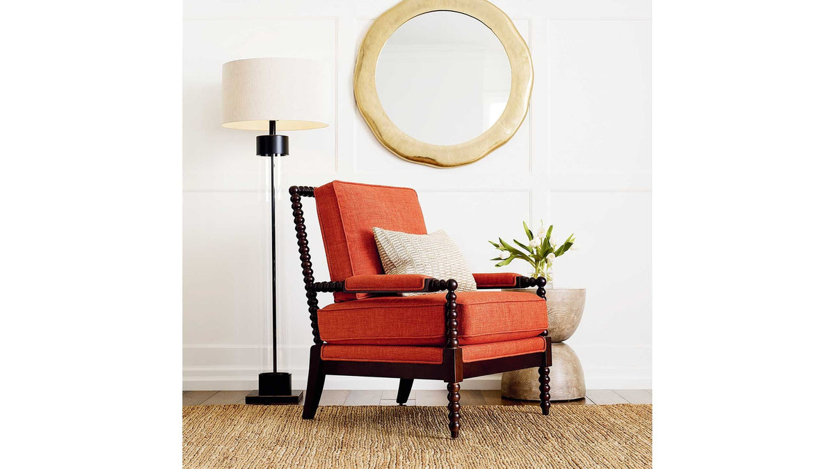 Pippa Accent Chair with Spool-Styled Wood Frame