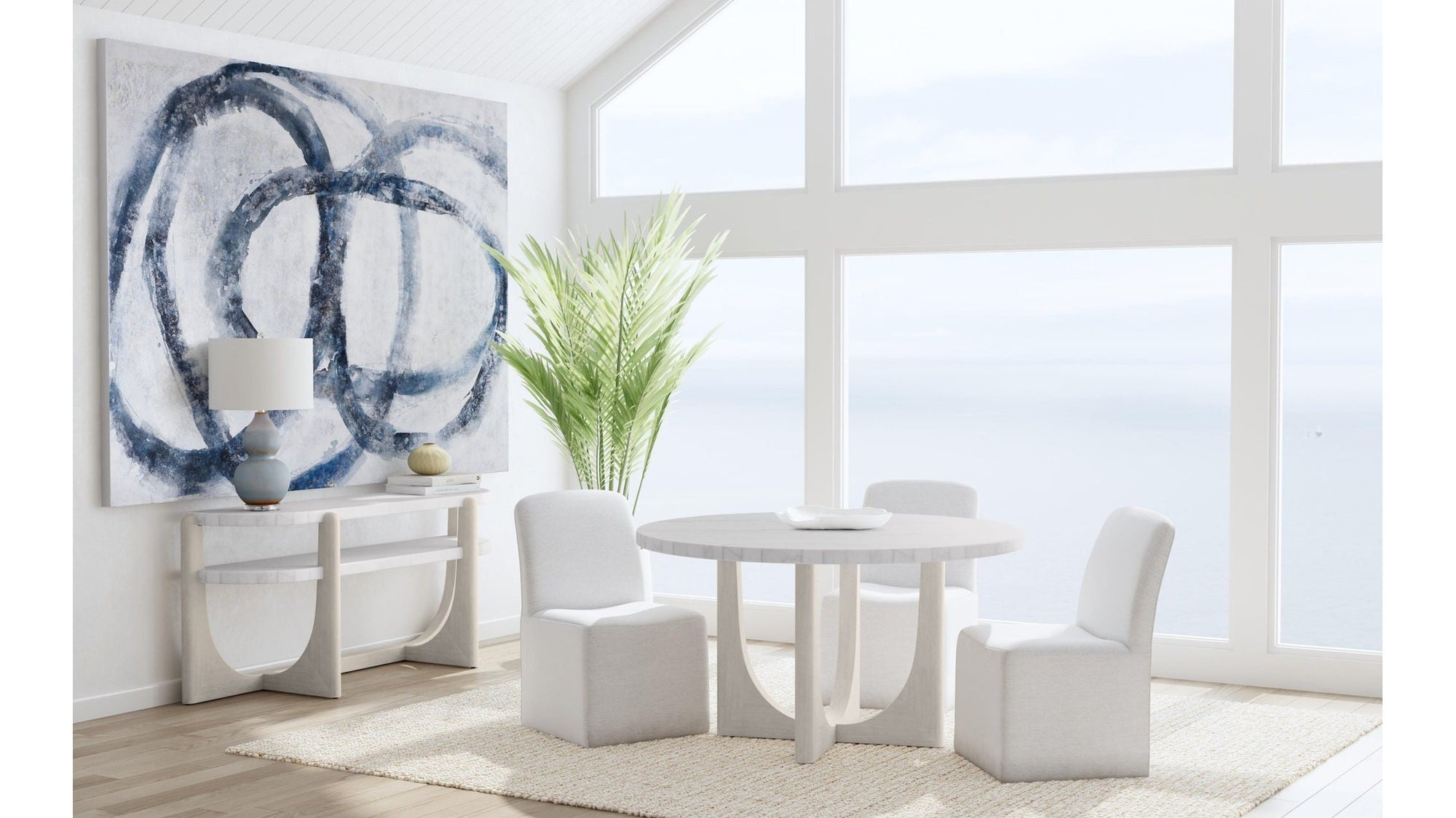 Gavin - Dining Table - Driftwood / White Marble