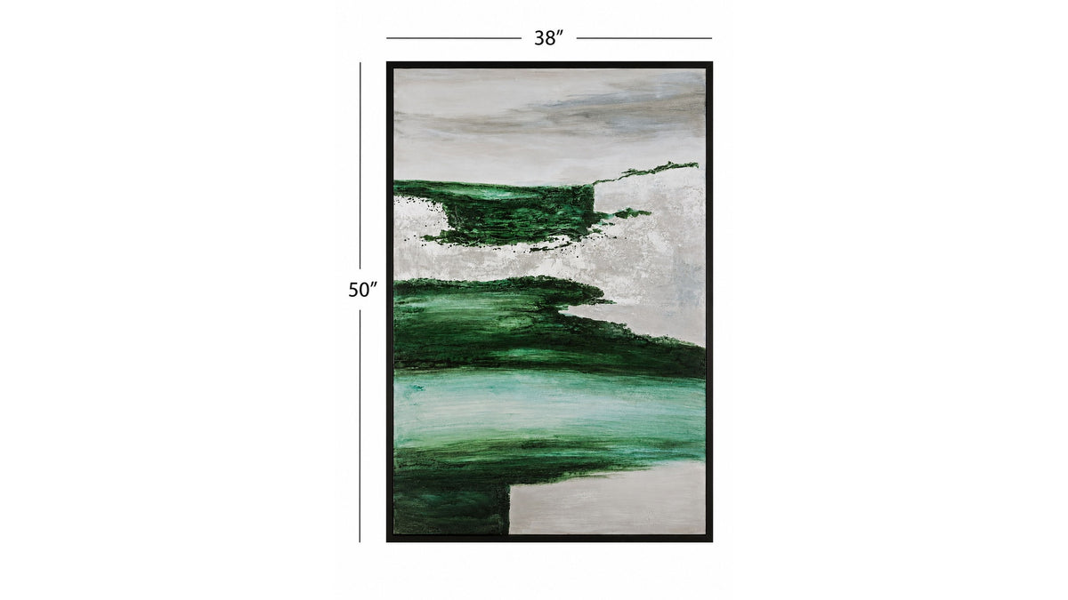 Emerald Horizon Framed Canvas - Green