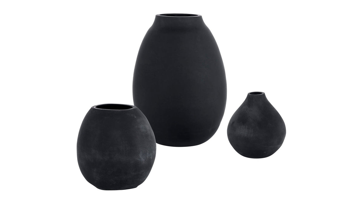Hearth - Matte Black Vases Set of 3